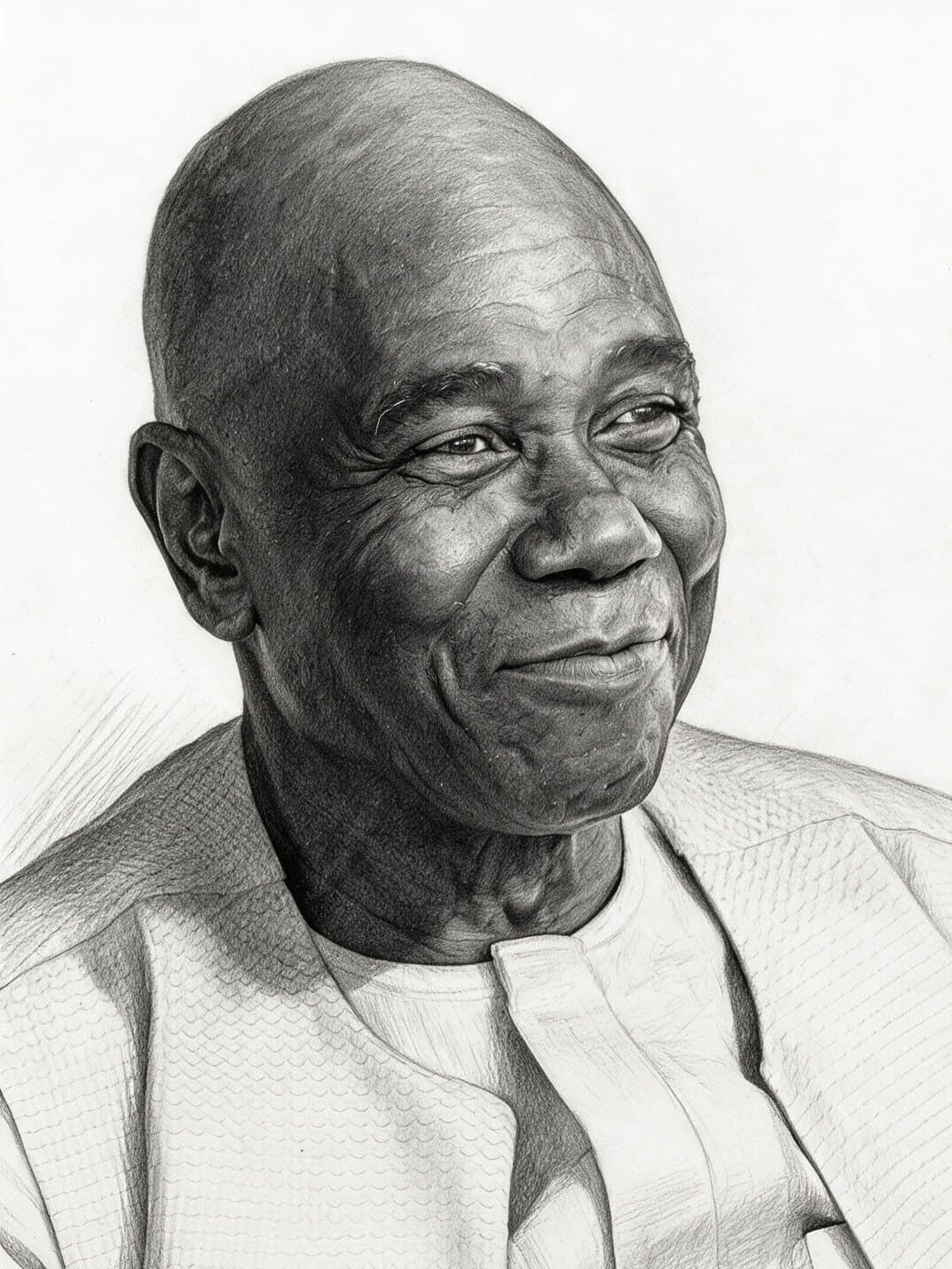 Pencil portrait of Ebenezer smiling